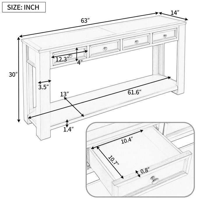 Console Table/Sofa Table with Storage Drawers - Navy