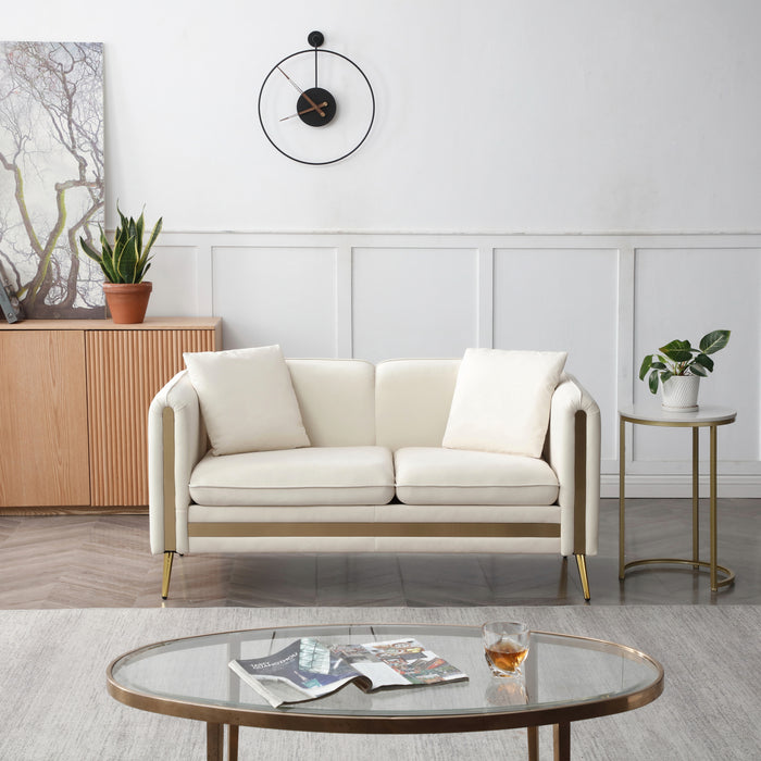 59” Modern Upholstered Velvet Loveseat - Beige