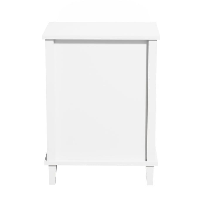 Wooden Nightstand with One Drawer One Shelf for Kids - White