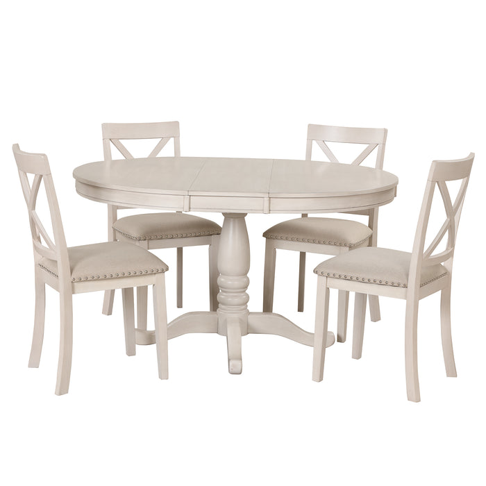 5 Piece Modern Dining Table Set - White