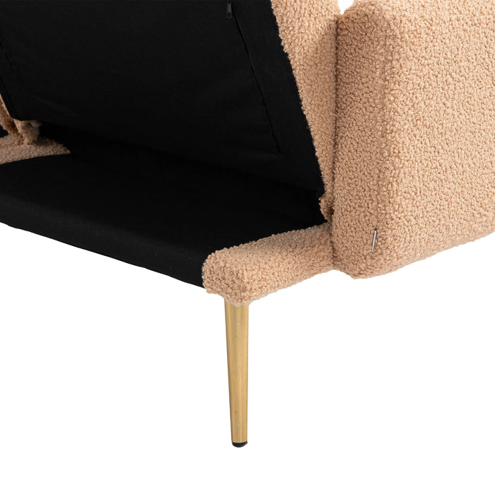 Modern  Velvet  Sofa Futon - Camel Teddy