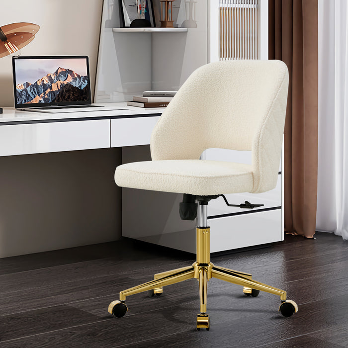 Modern Teddy Velvet Office Chairs, Adjustable 360 °Swivel - White