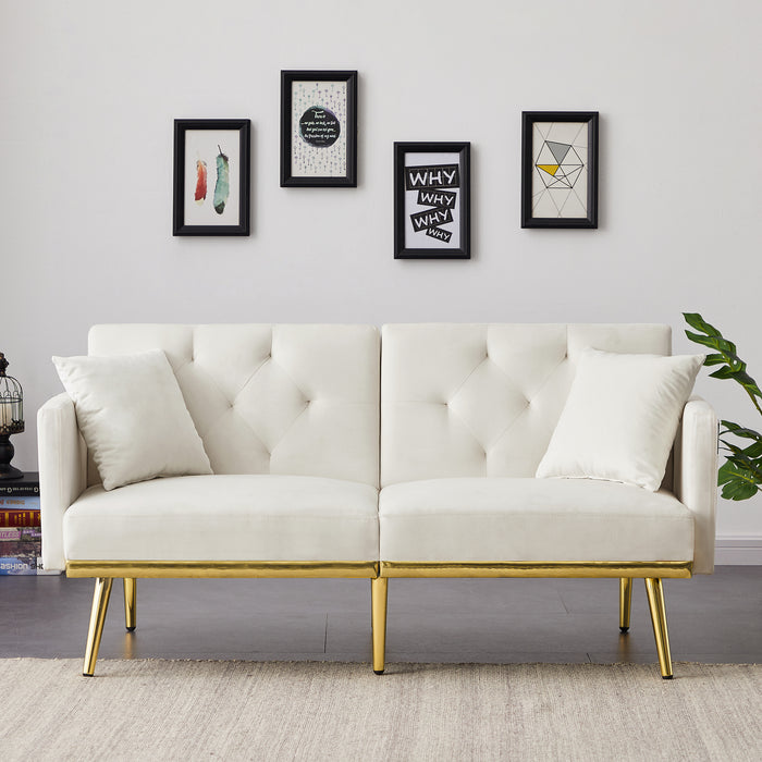 Velvet Sofa Bed - Cream White