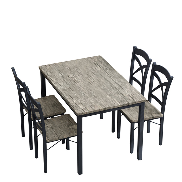 5-Piece Dining Table Set - Brown Gray