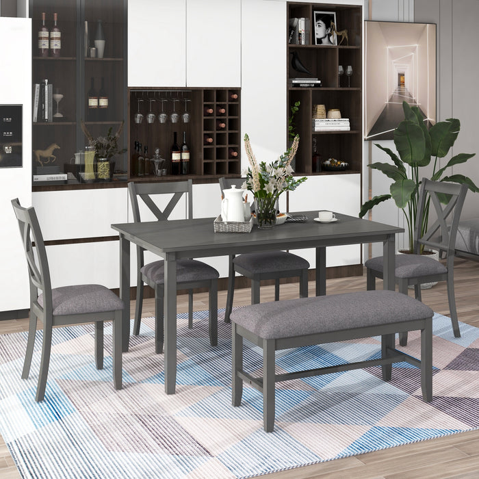 6-Piece Kitchen Dining Table Set - Gray