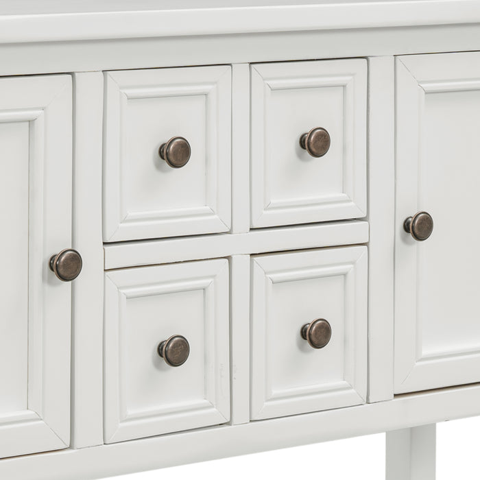 Console Table with Bottom Shelf - White