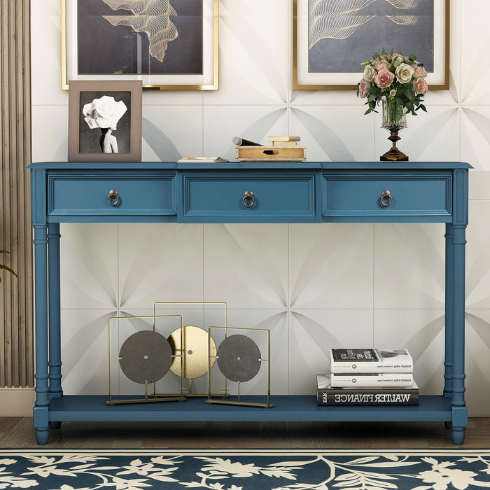 Console Table  with Drawers - Antique Navy