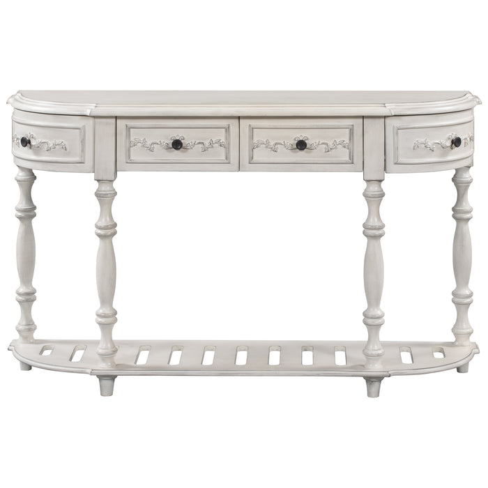 Modern and Contemporary Curved Console Table  for Hallway Living Room Bedroom - Antique White