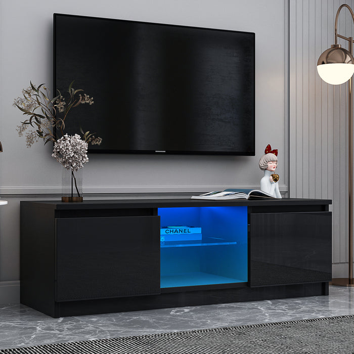 Black  TV Stand with LED Lights