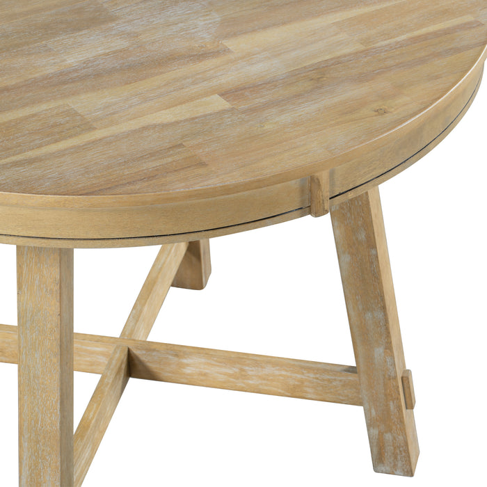 5-Piece Farmhouse Dining Table Set - Natural Wood Wash