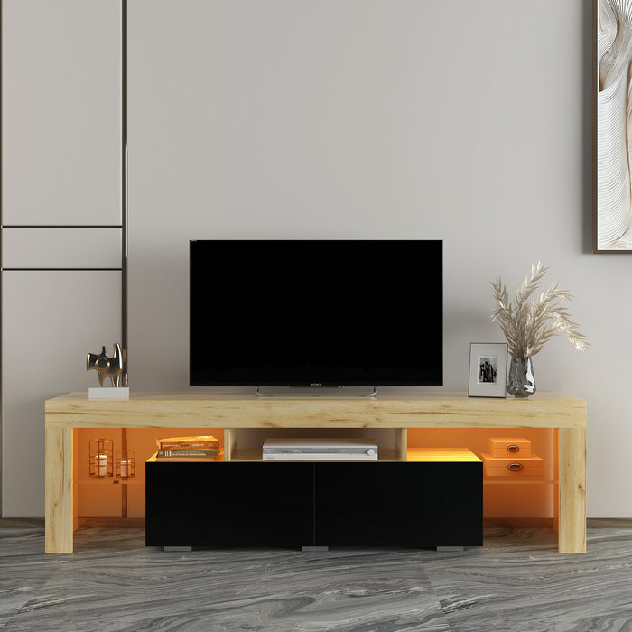 Simple Design TV Stand (Oak,Black)