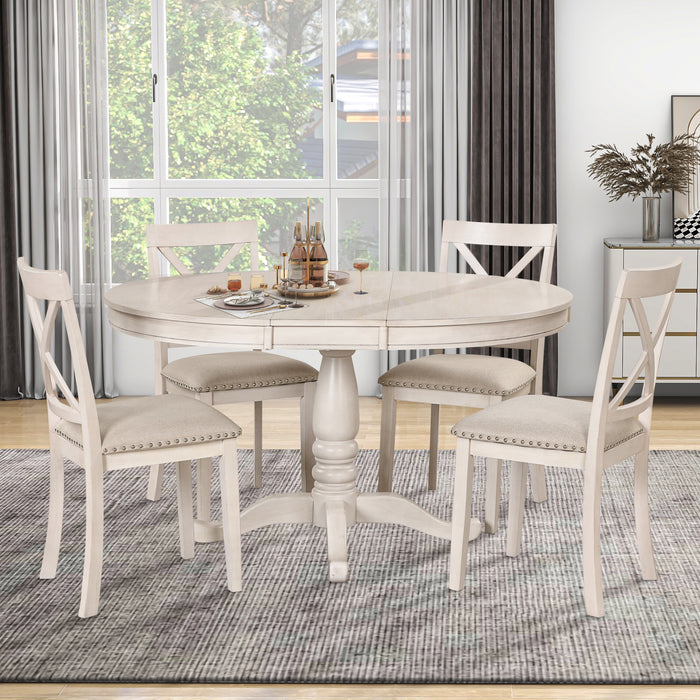 5 Piece Modern Dining Table Set - White