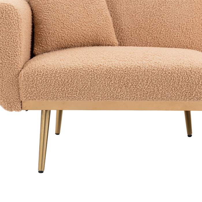 Modern  Velvet  Sofa Futon - Camel Teddy