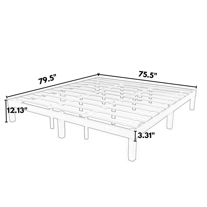 King Size Solid Wood Platform Bed