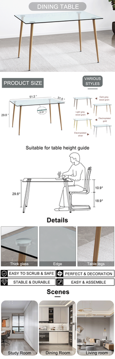 Modern Rectangular Glass Dining Table