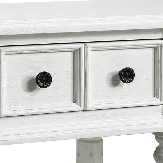 Retro Console Entryway Table - Antique White