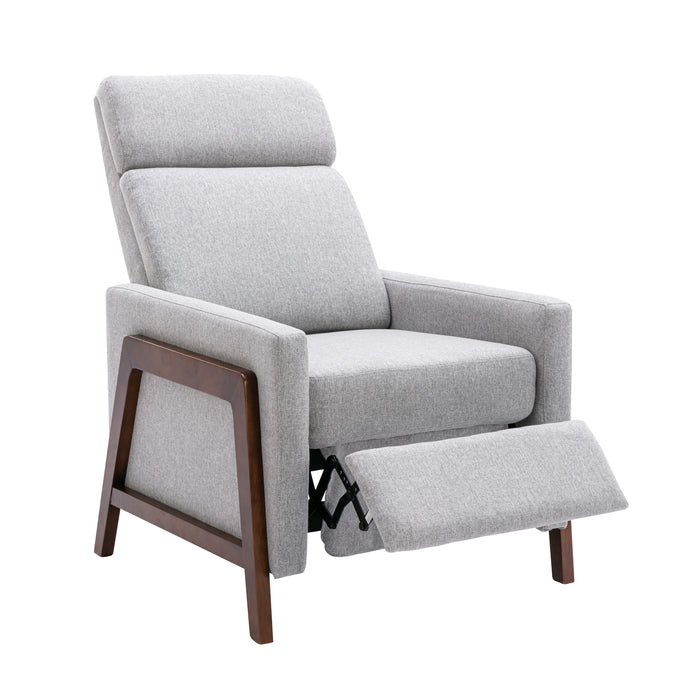 Wood Framed Upholstered Recliner Chair - Gray