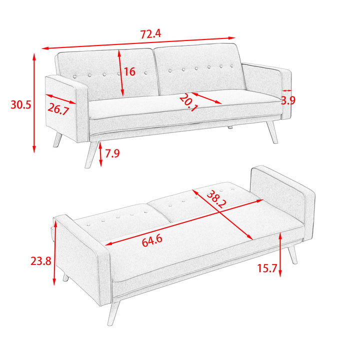 Convertible Double Folding Living Room Sofa Bed - Beige