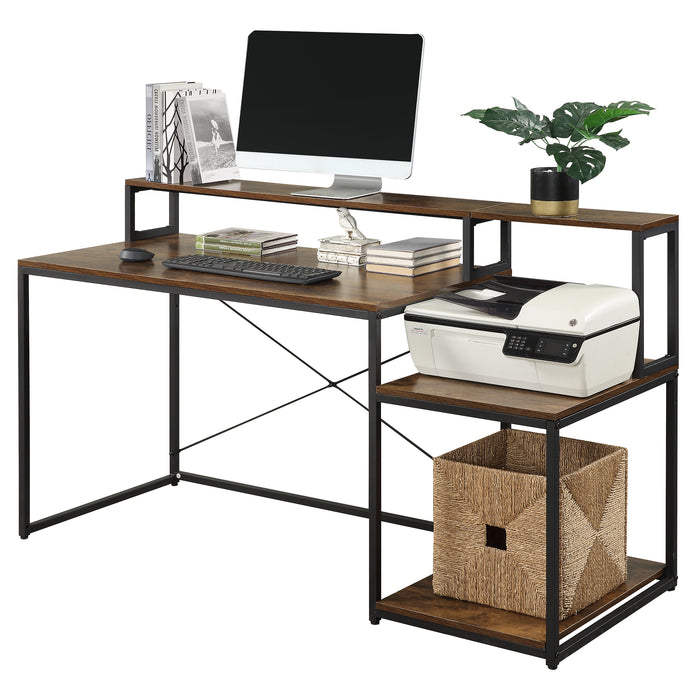 Home Office Computer Desk with Storage Shelves