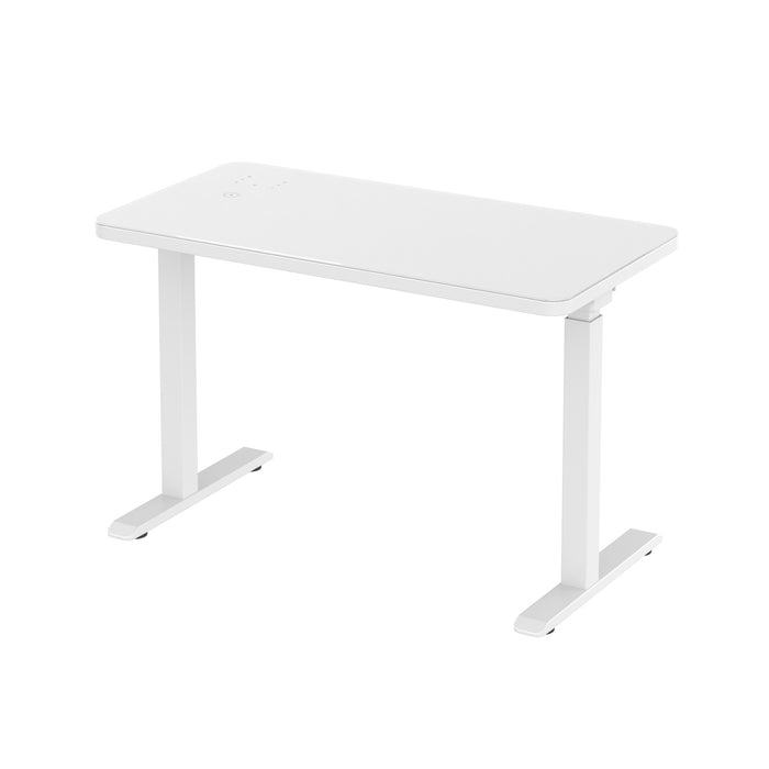 Glass tabletop standing desk - White