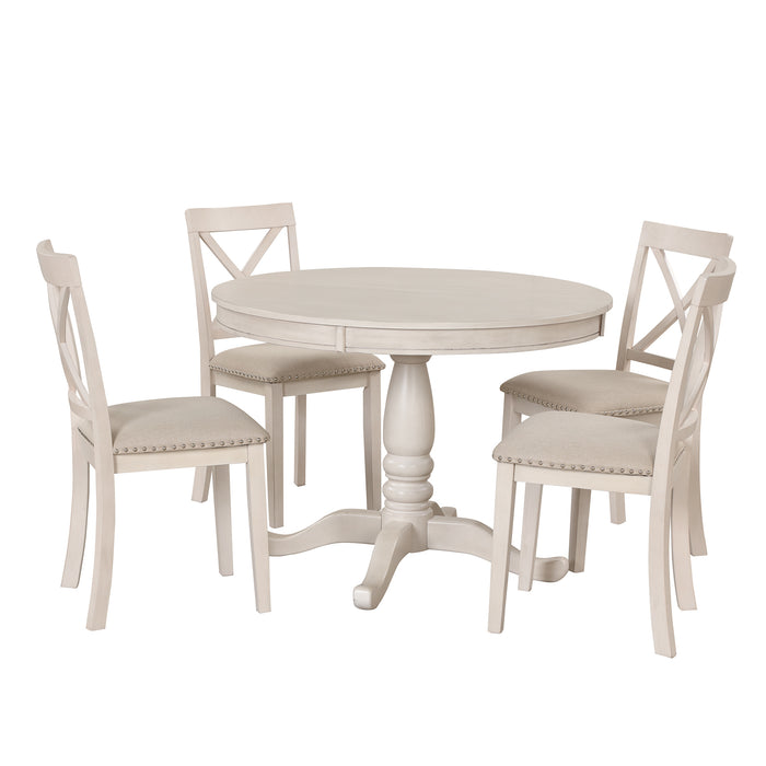 5 Piece Modern Dining Table Set - White