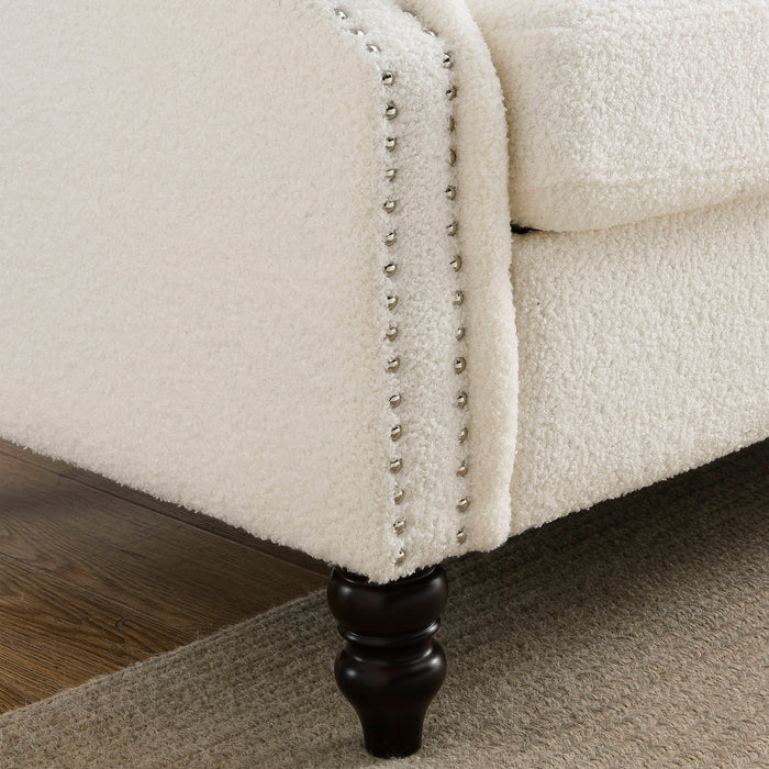 Chesterfield Fabric Sofa  - Teddy White