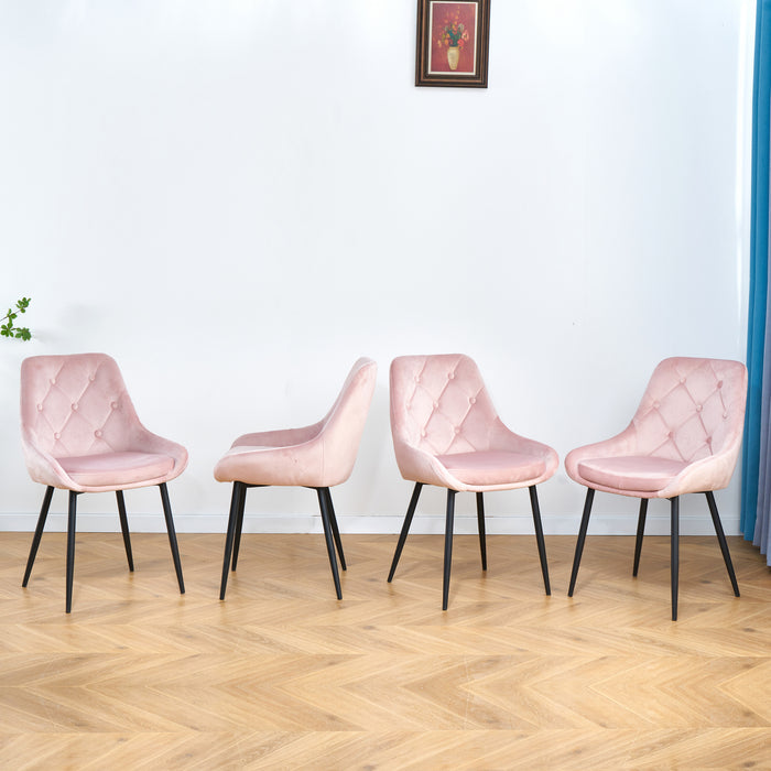 Modern Pink Velvet Dining Chairs (set of 2)