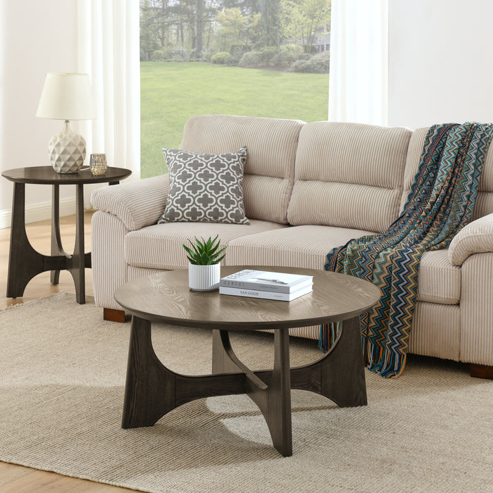 Round Wooden Coffee Tables for Living Room - Walnut