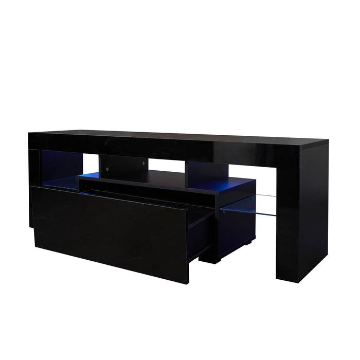 Black TV Stand with LED RGB Lights (Black)