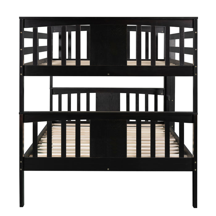 Full over Full Bunk Bed with Ladder  - Espresso