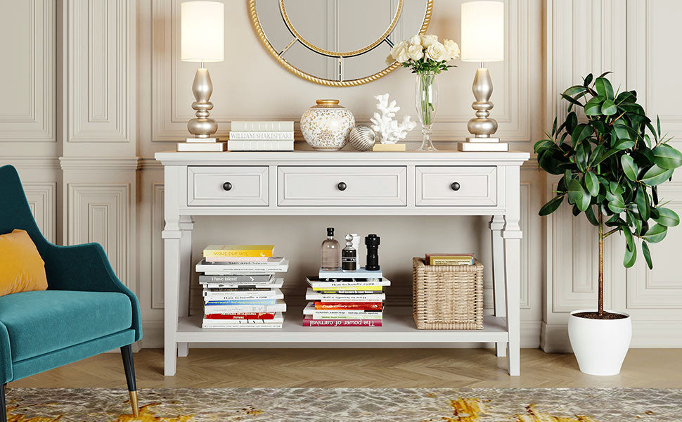 Classic Retro Style Console Table - Antique White