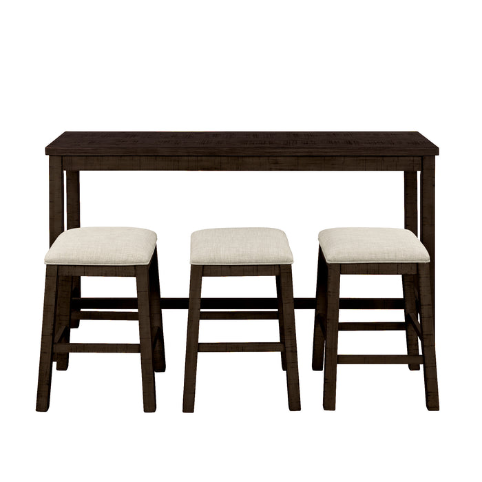 4- Pieces Counter Height Table with Fabric Padded Stools - Brown