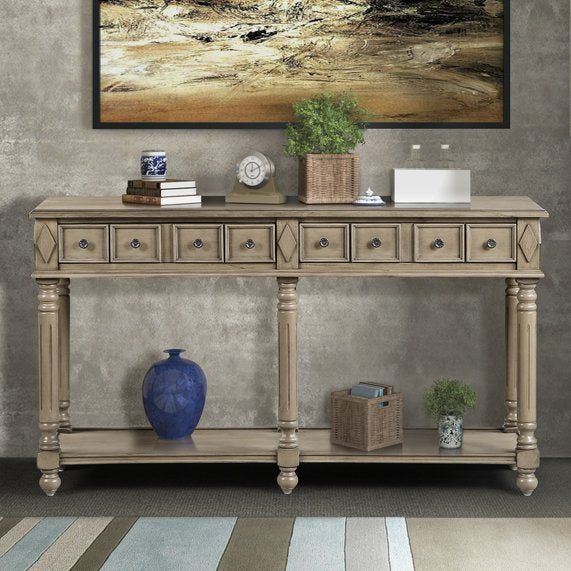 Retro Console Entryway Table - Rustic