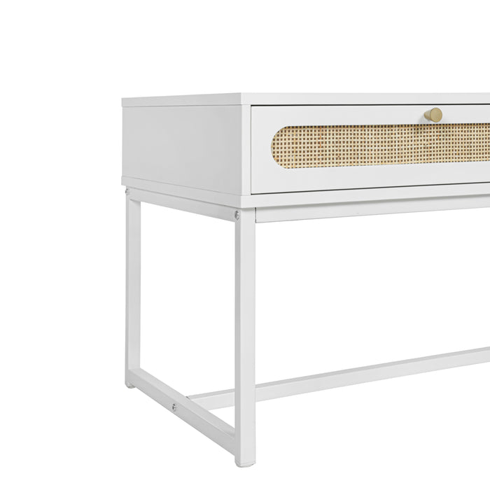 2 Rattan Drawer Coffee Table - White