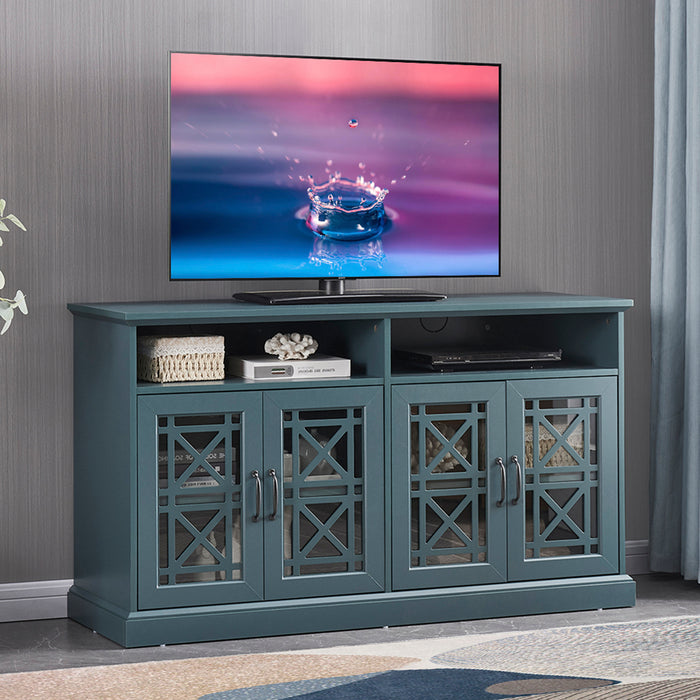 Wooden TV Console, Storage Buffet Cabinet ,- Dark Teal