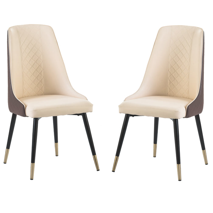 Dining Chairs Set of 2, PU Leather (Brown)