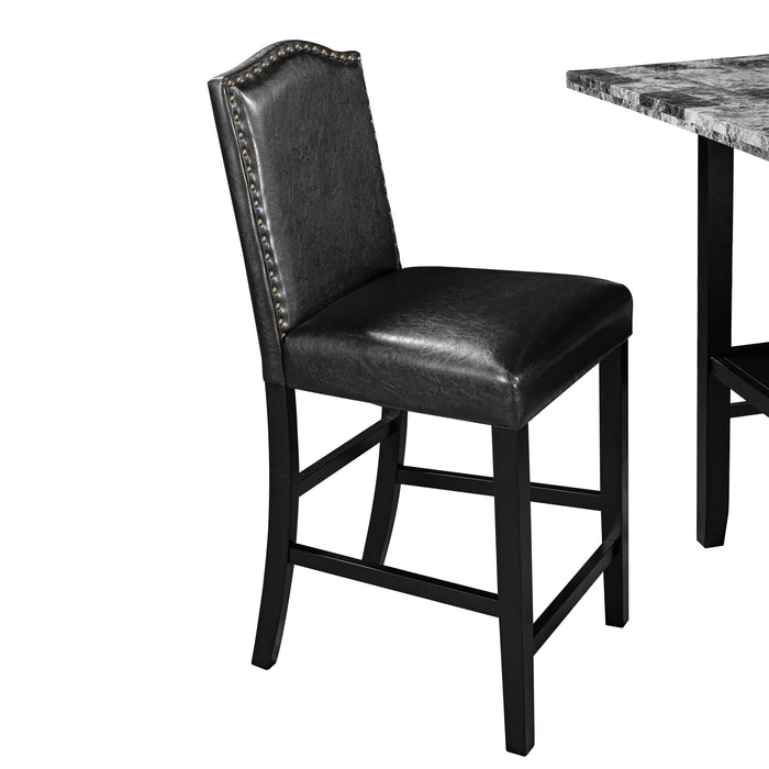 5-Piece Dining Set with Matching Chairs - Black Chairs + Gray Table