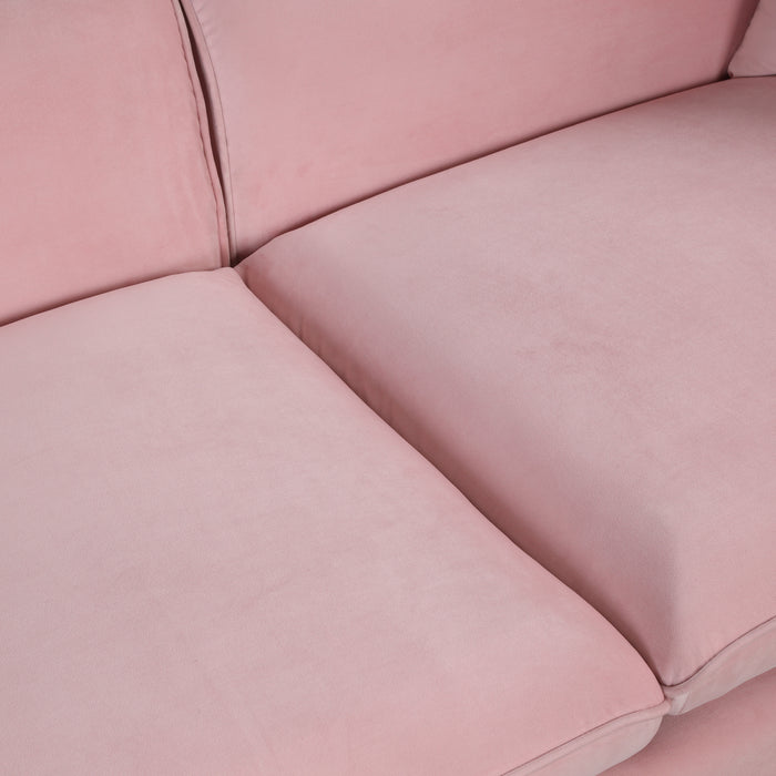 2 Piece Velvet Upholstered Sofa Sets, Pink