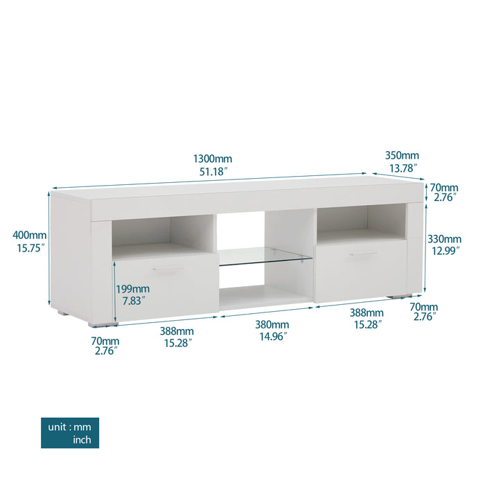 White morden TV Stand with LED Lighte:WHITE