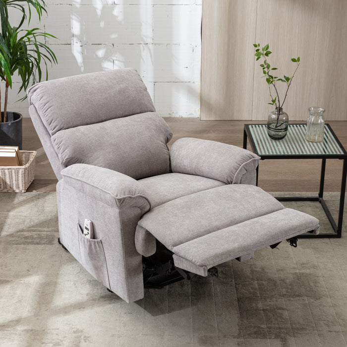 Deluxe Power Lift Recliner with Massage and Heat Function,Light Gray