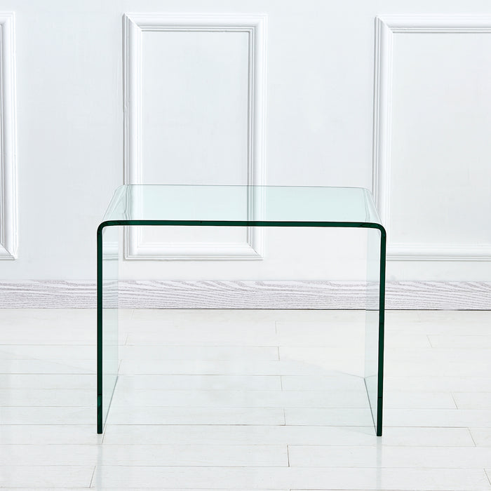 Small Clear Glass End Table, Tempered Glass