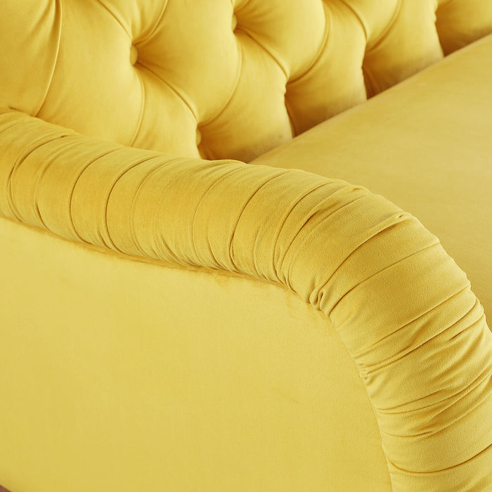 Modern Chesterfield Velvet Sofa - Yellow