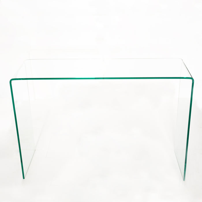 Transparent Tempered  Glass Console Table with Rounded Edges