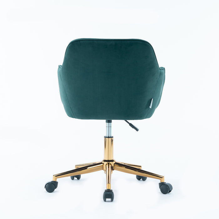 Modern Velvet Home Office Chair - Dark Green