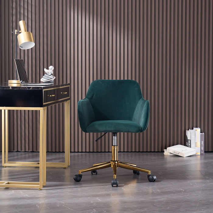 Modern Velvet Home Office Chair - Dark Green