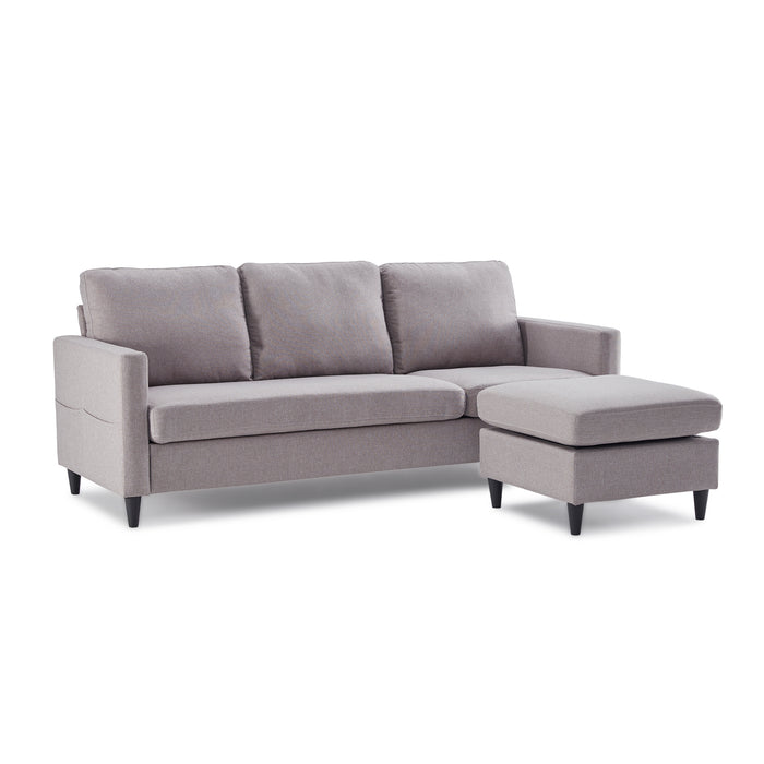 Reversible Sectional  with Side Pocket - Gray