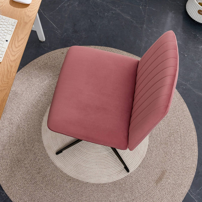 Pink Velvet Home Office Chair - No Wheels