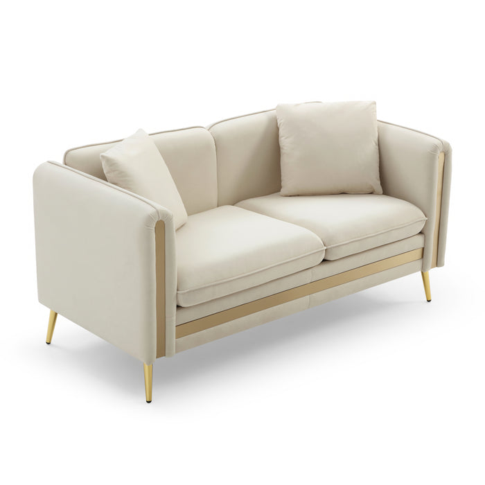 59” Modern Upholstered Velvet Loveseat - Beige