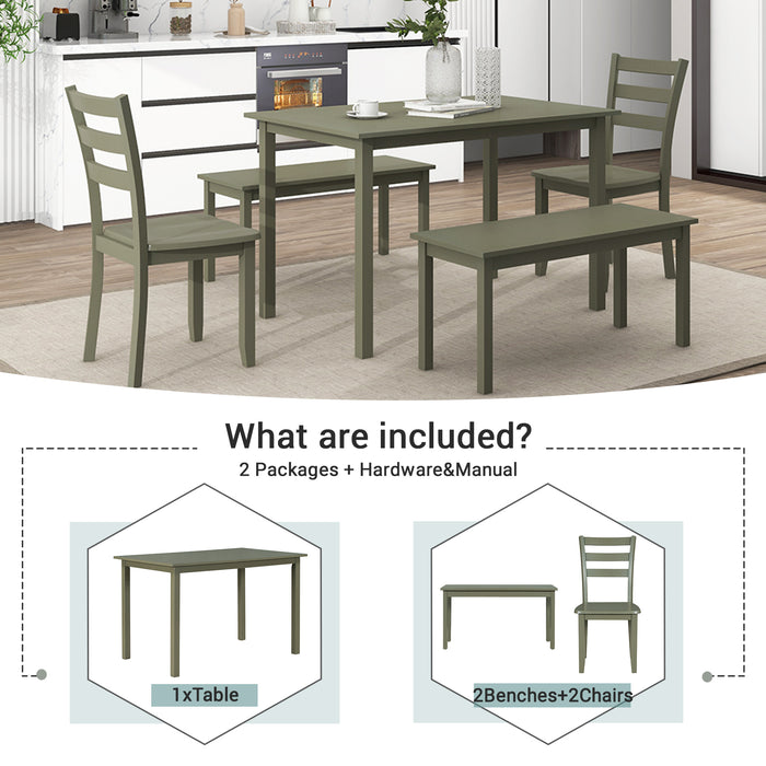 5-piece Wooden Dining Set- Gray Green