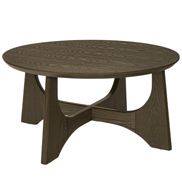 Round Wooden Coffee Tables for Living Room - Walnut